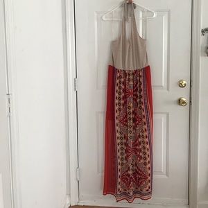 Tribal Print Halter Top Maxi Dress