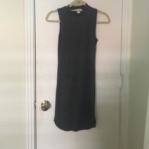 Bodycon grey high neck sweater dress