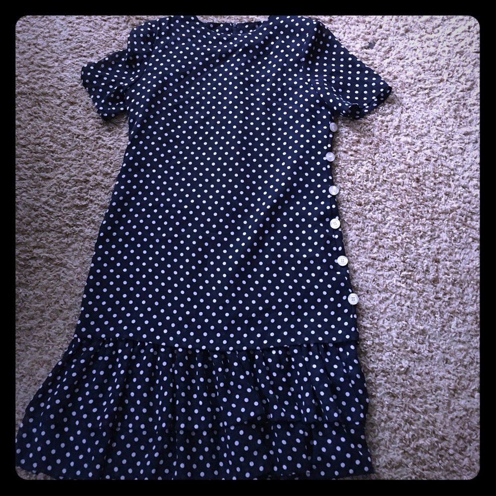 Vintage Navy blue and whit polka dot dress.