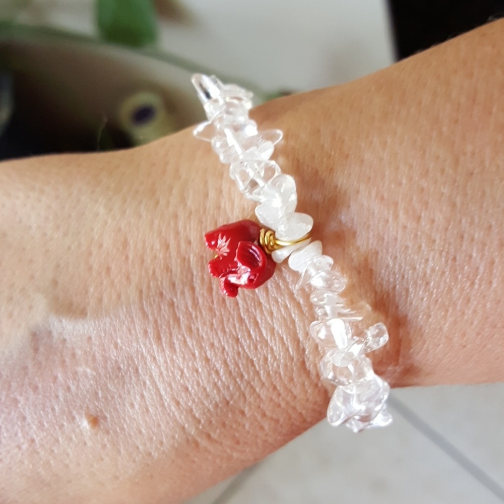 Russian Natrolite Water Quartz coral elephant cuff