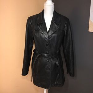 Jacqueline Ferrar Black Leather Coat
