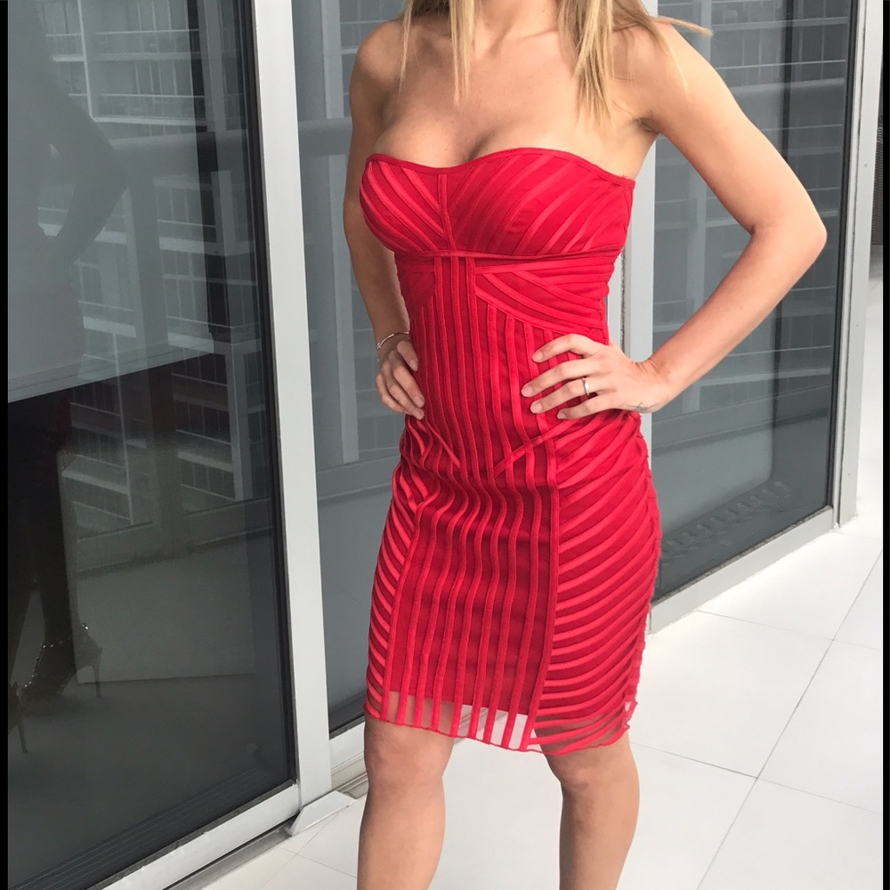 Red strapless mini dress size 0 s/Xs