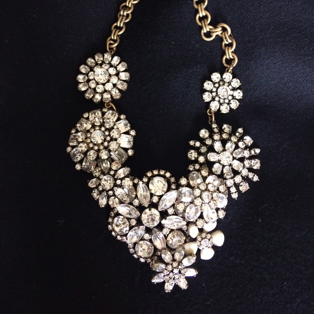 J. Crew Floral Lattice Necklace in Crystal