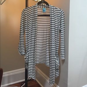 Nordstrom slouchy cardigan, white&navy stripes