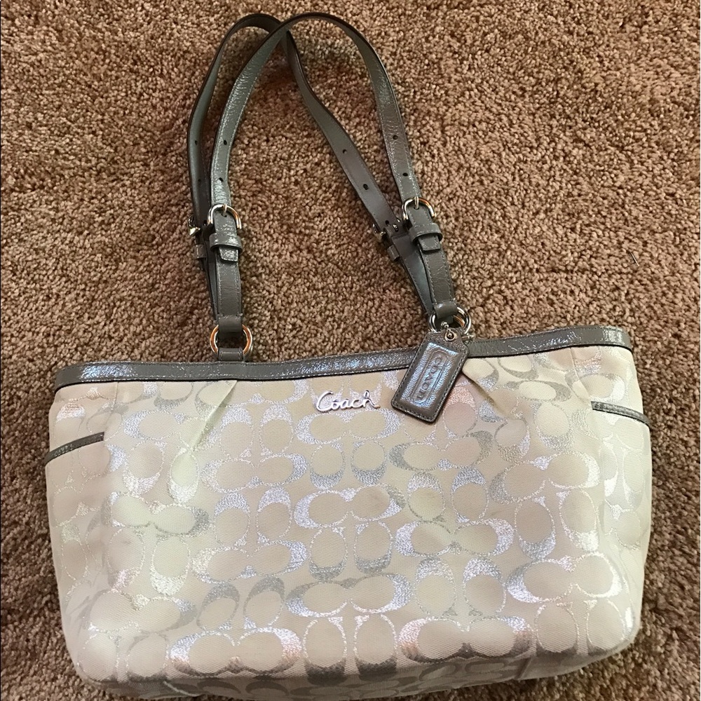 REDUCED AGAIN!!! White/Silver Coach Purse