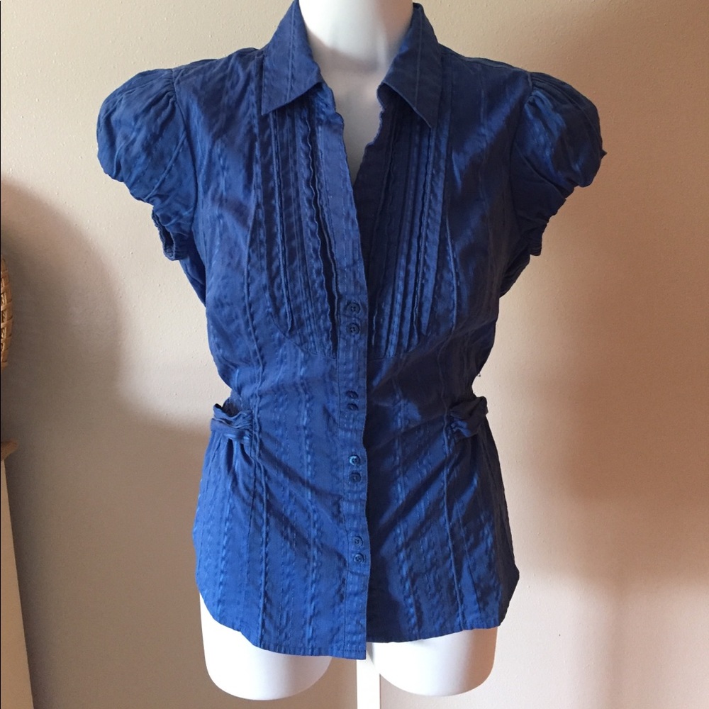 Blue button down blouse