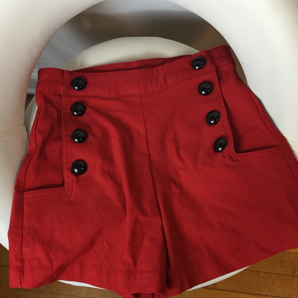 Red Vintage High Waisted Shorts