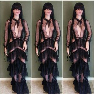 Sheer ruffle Maxi dress