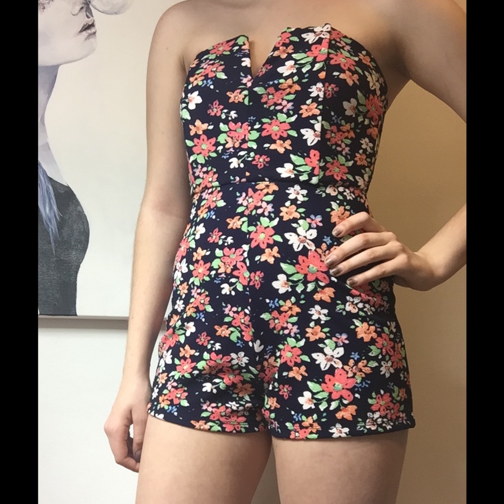 Navy Floral Romper