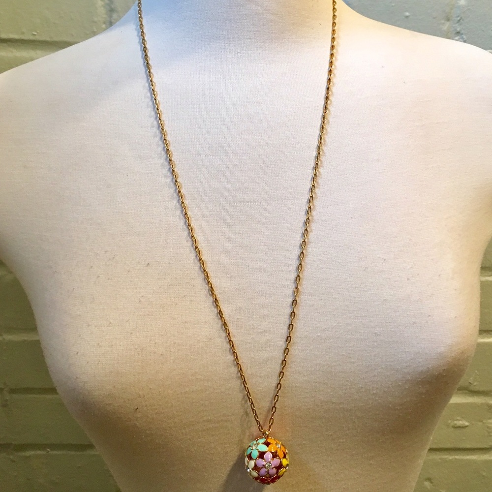 J. Crew Pastel Floral Long Charm Necklace