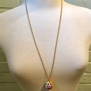 J. Crew Pastel Floral Long Charm Necklace