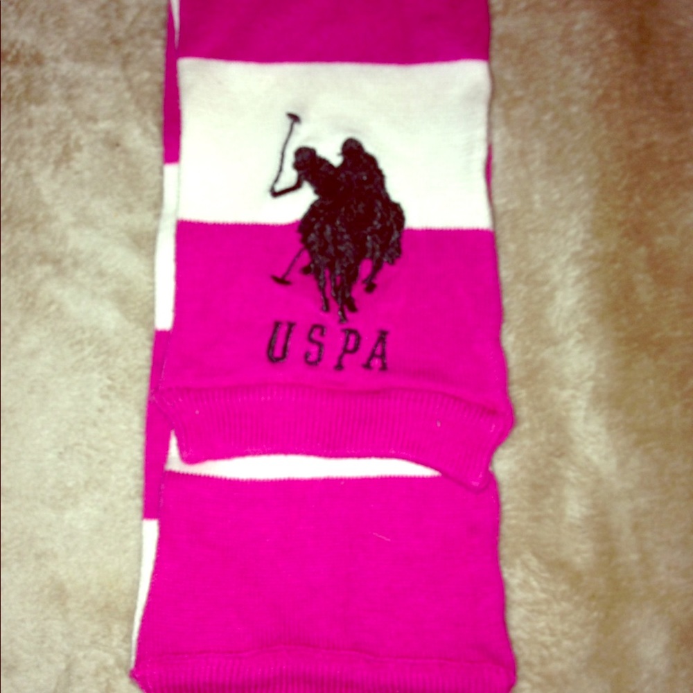 Women's polo scarf! Pink with white strips