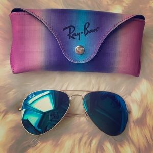 *100% Authentic* Ray-Ban Aviators! Blue Mirrored!
