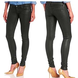 Frankie B designer coated leather denim jeans