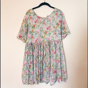 Vintage floral empire waist mini dress