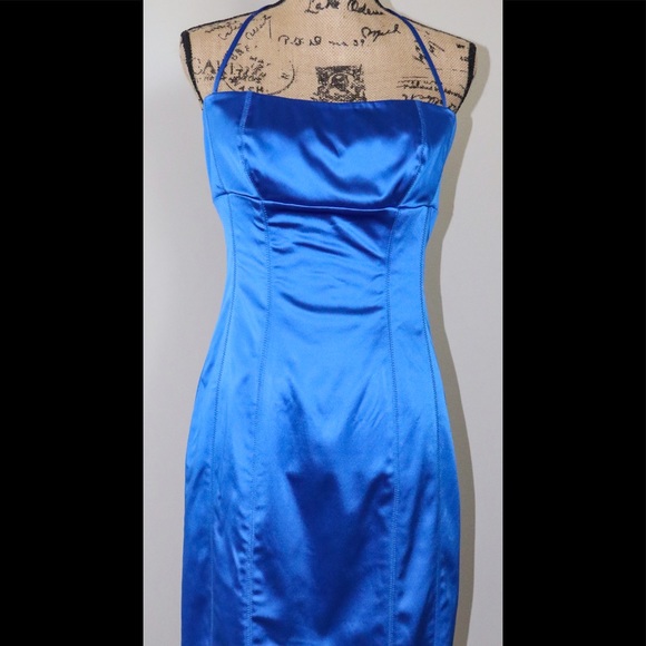 bebe Dresses & Skirts - BEBE BLUE STRAPLESS DRESS szL