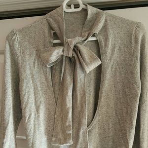 Bowtie open back silk cashmere sweater