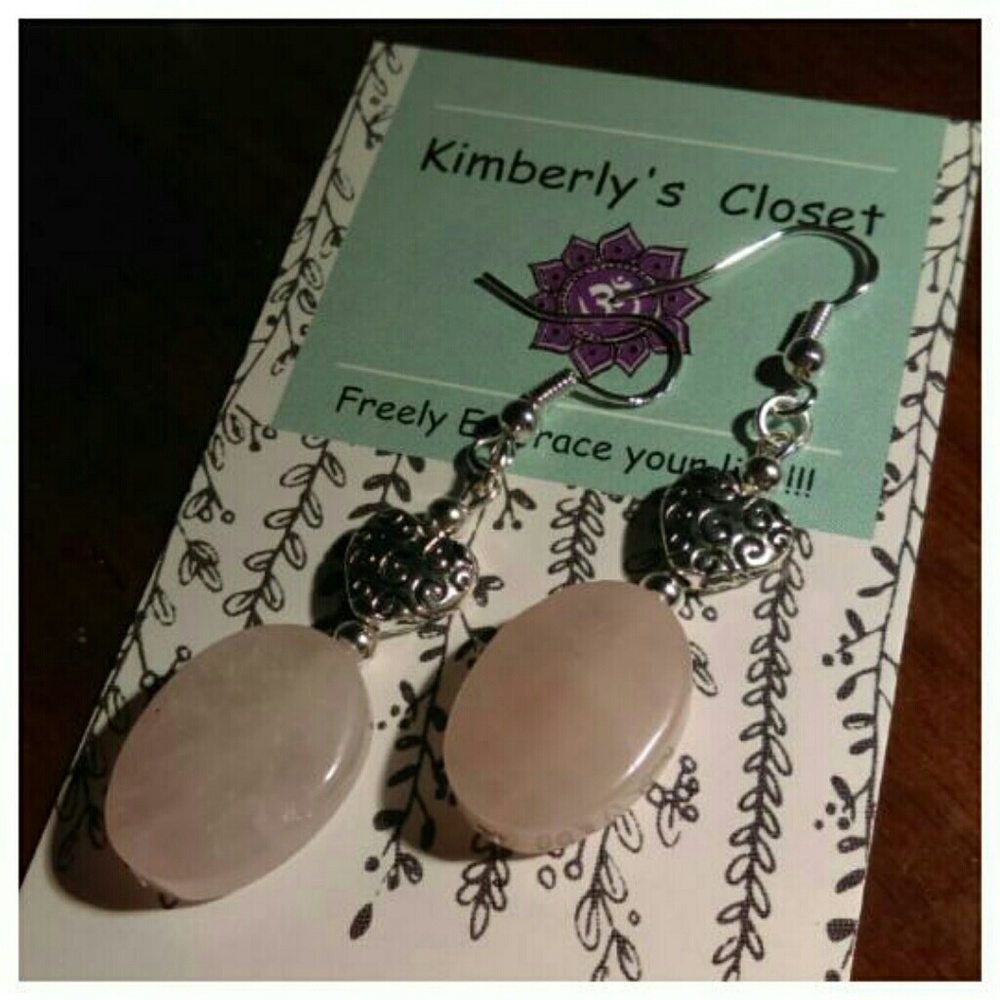 Rose Quartz and Tibetan Silver earrings