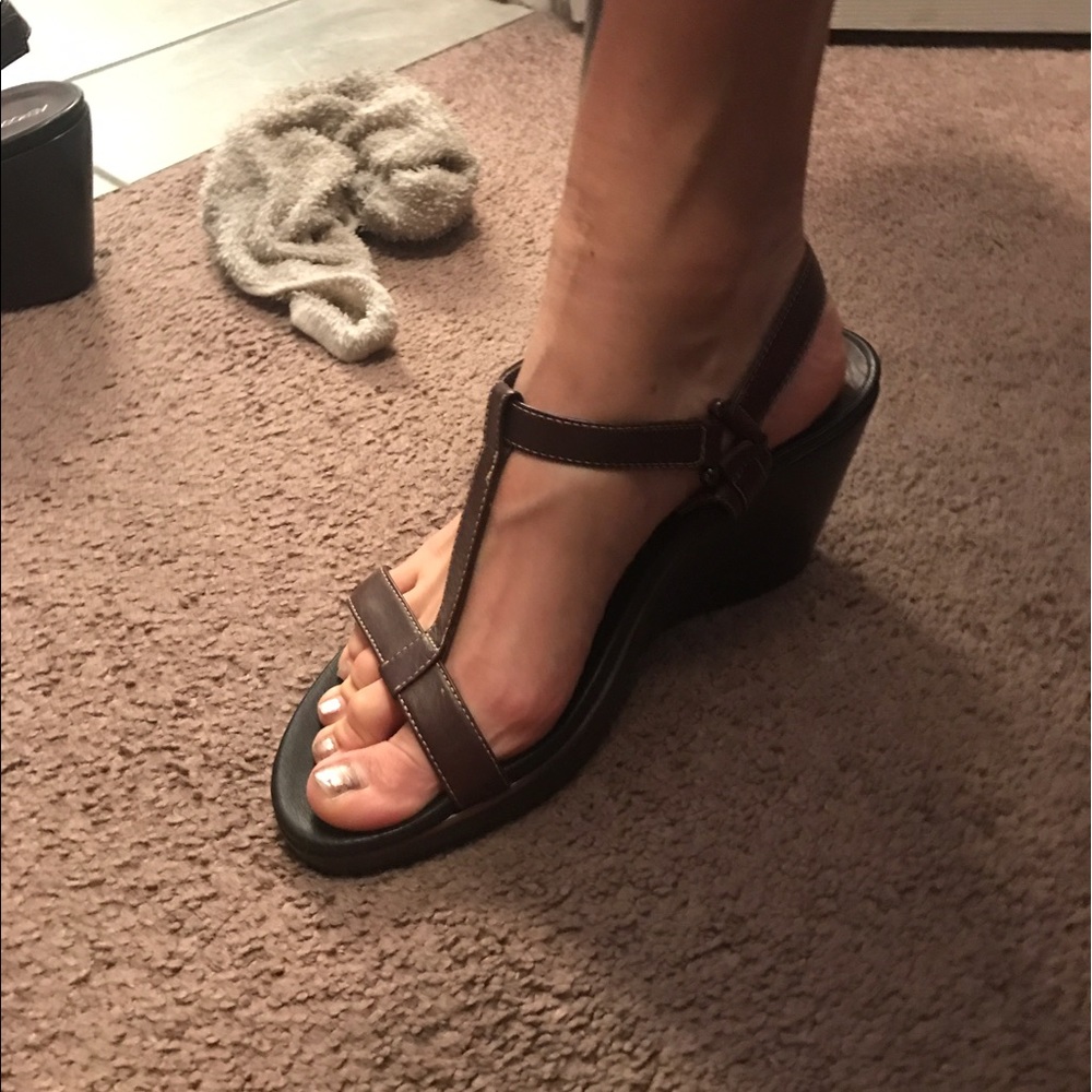 Brown wedge sandals