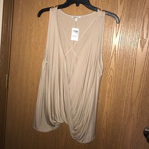 Tan Crossover Blouse