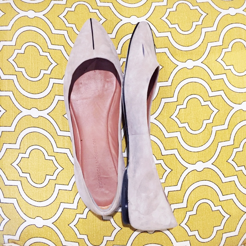 Sigerson Morrison Beige Pointy Toe Flats - size 8