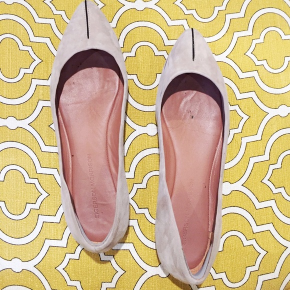 Sigerson Morrison Beige Pointy Toe Flats - size 8 - Picture 2 of 3