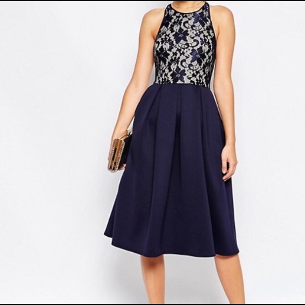 ASOS Lace Top Skater Midi Dress