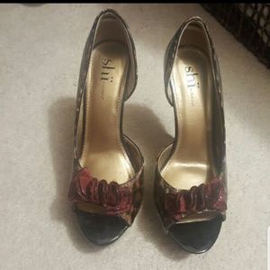 Leopard Peep toe Pumps