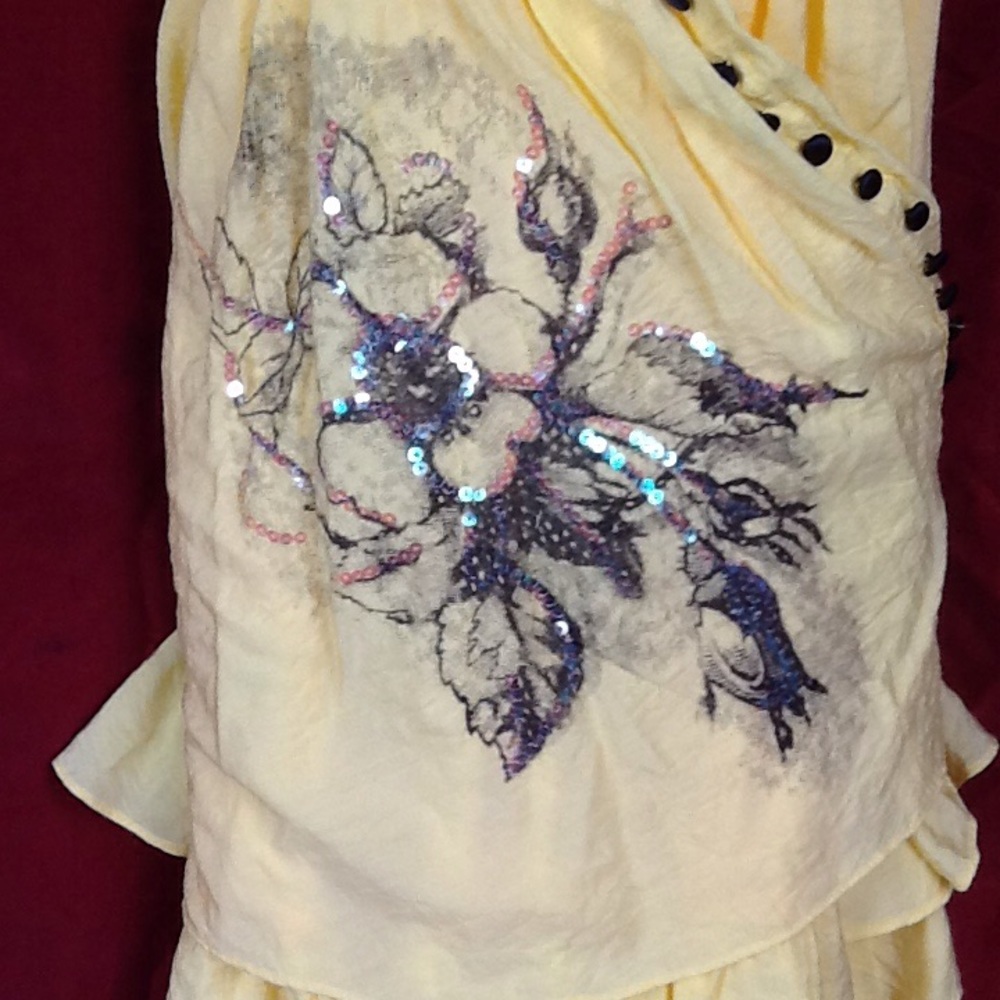 Womens Yellow Sun Dress Double Zero Size M - Picture 2 of 4