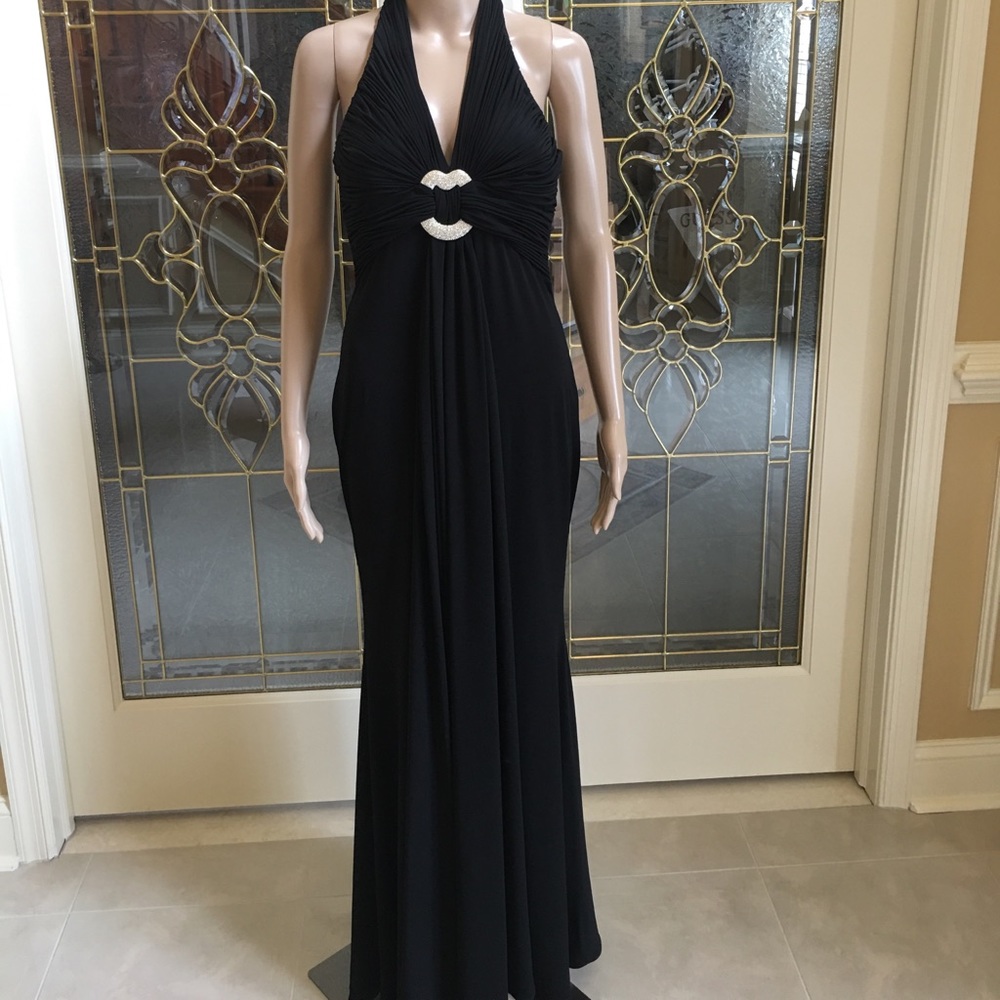 Jovani black halter prom dress gown