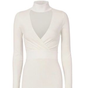 ALC White Dress - Deep Plunge - form fitting