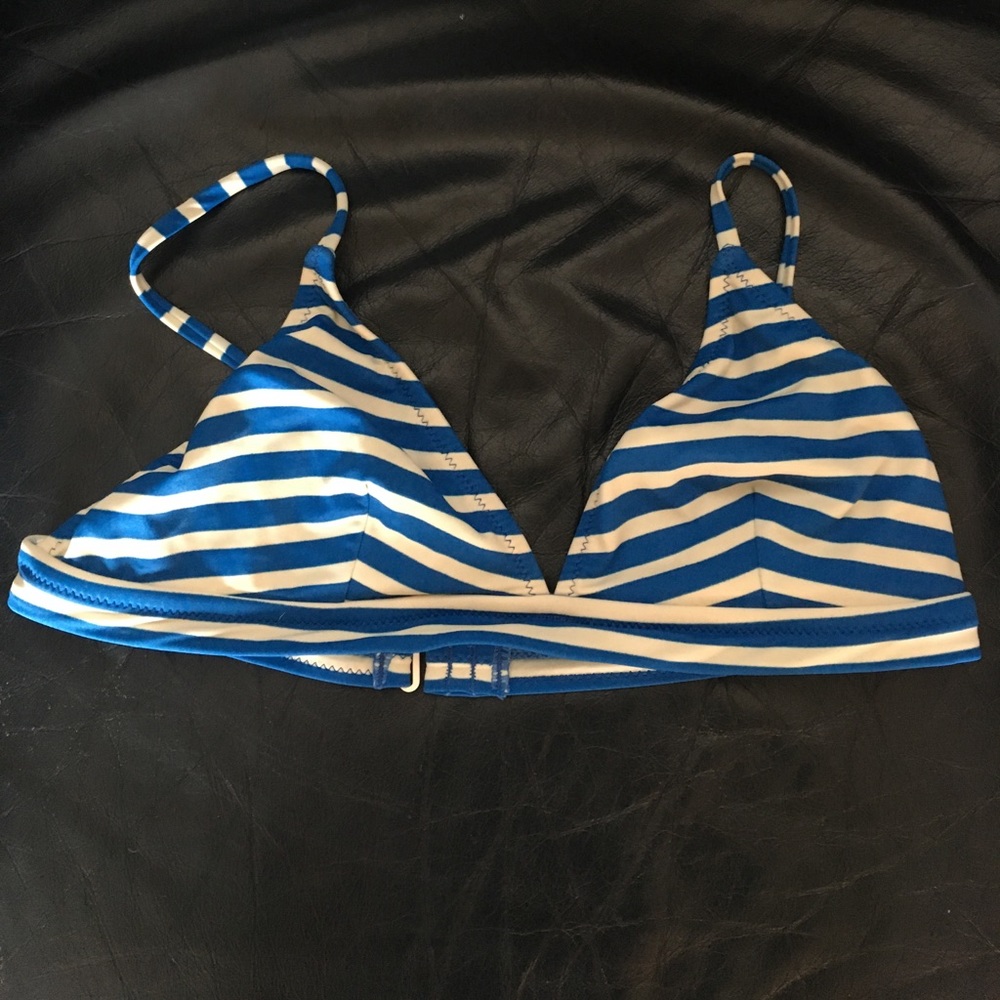J.Crew blue and white stripped bikini top