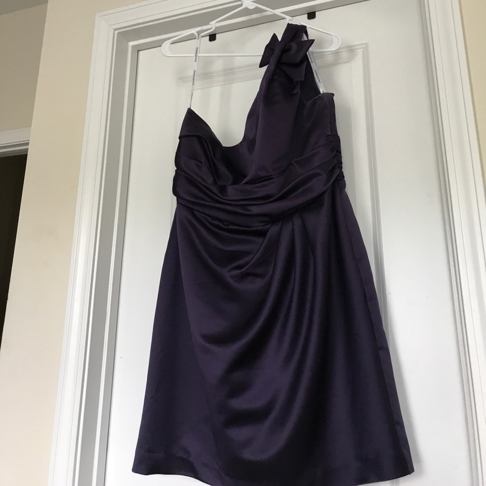 One Shoulder deep purple bridemaid dress.
