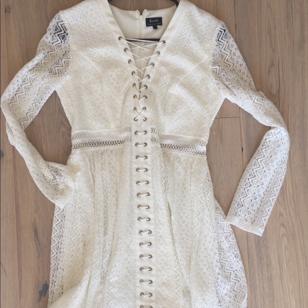Bardot white lace dress