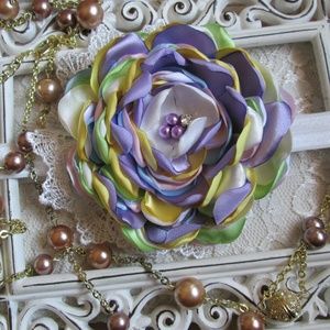 Handmade Satin multi colored flower headband