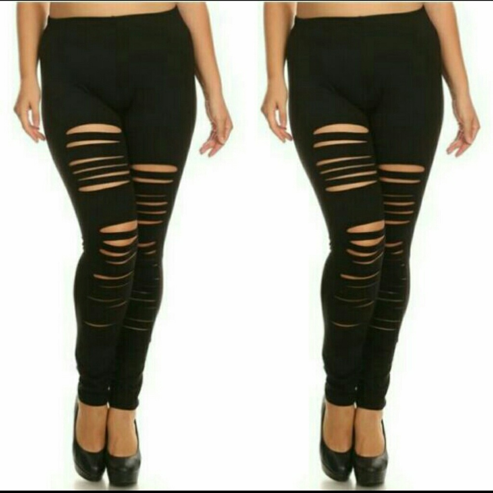S- Sale New regular ripped black leggings