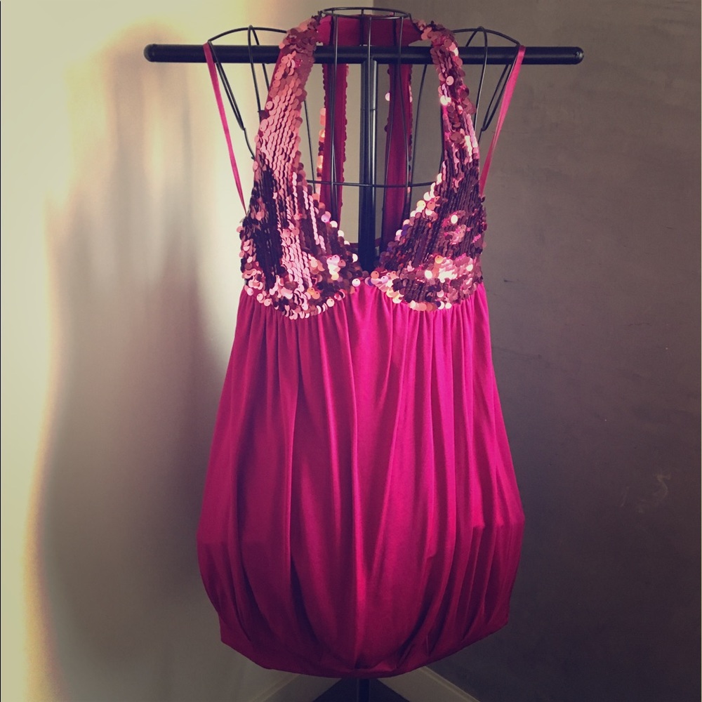 Arden B Magenta Party Dress w/ Sequin Top