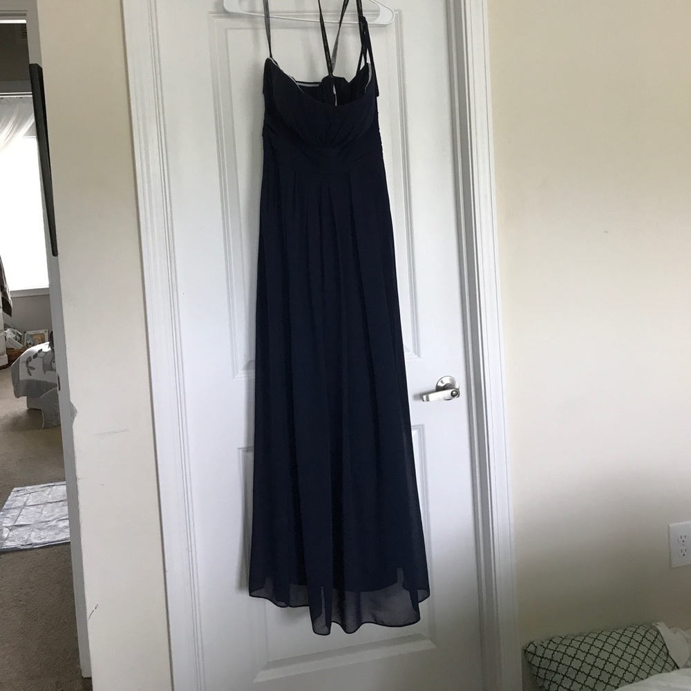Navy Blue Long Bridesmaid Dress