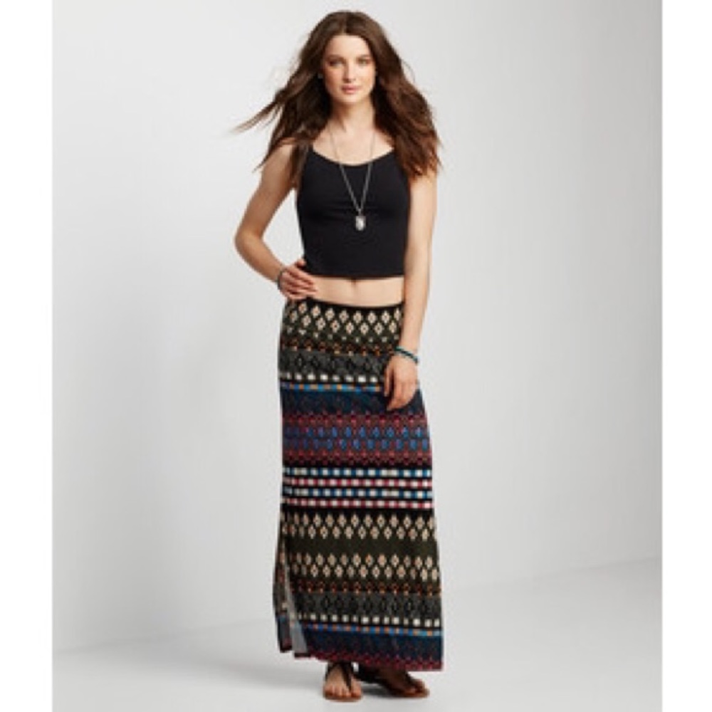Aeropostale Vibrant Maxi Skirt with Side Slits