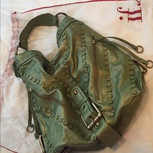Green leather purse