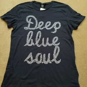 H&M Women's Graphic T- Shirt Navy Blue Size M