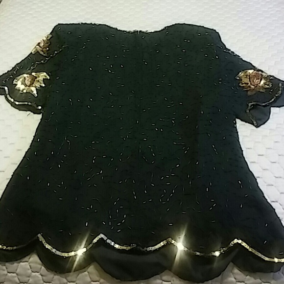 Vintage sequin party top black/gold/bronze - Picture 2 of 2