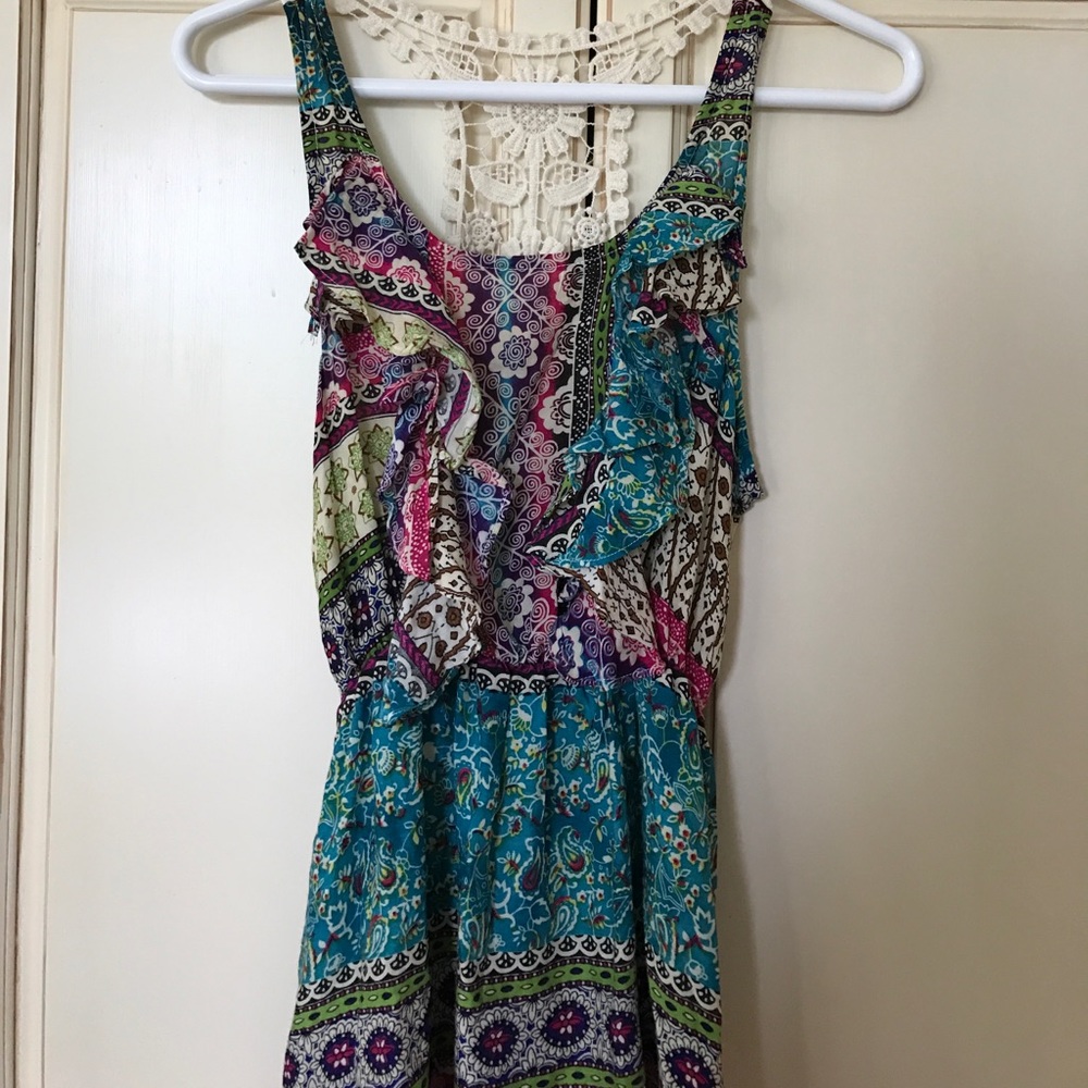 Colorful crochet back summer dress