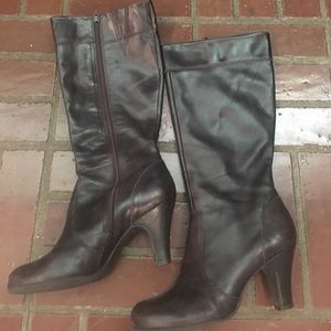 Calf high brown boots