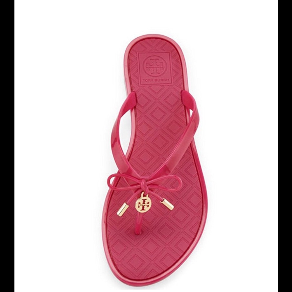 NWT Tory Burch Jelly Bow Thong Pink Flip Flops