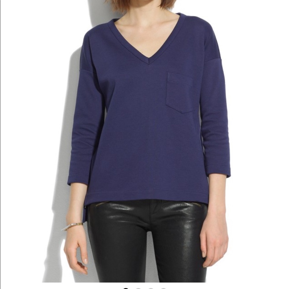Madewell Side-Zip Pique Top in Navy