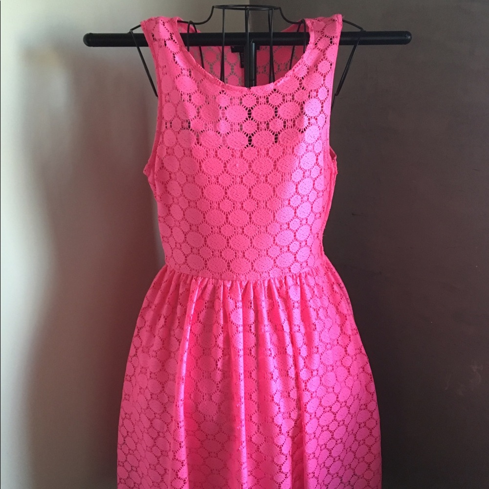H&M Hot Pink High Low Lace Summer Dress