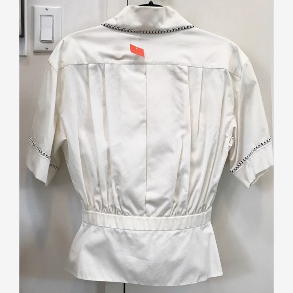 CHANEL Authentic White Button Peplum Blouse Top! S - Picture 4 of 7