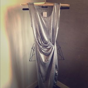 Forever 21 Silver Fitted Dress w/ Side Knot, NWT