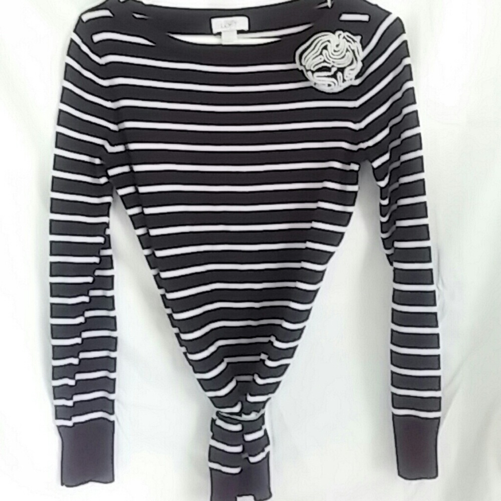 Loft black white striped sweater